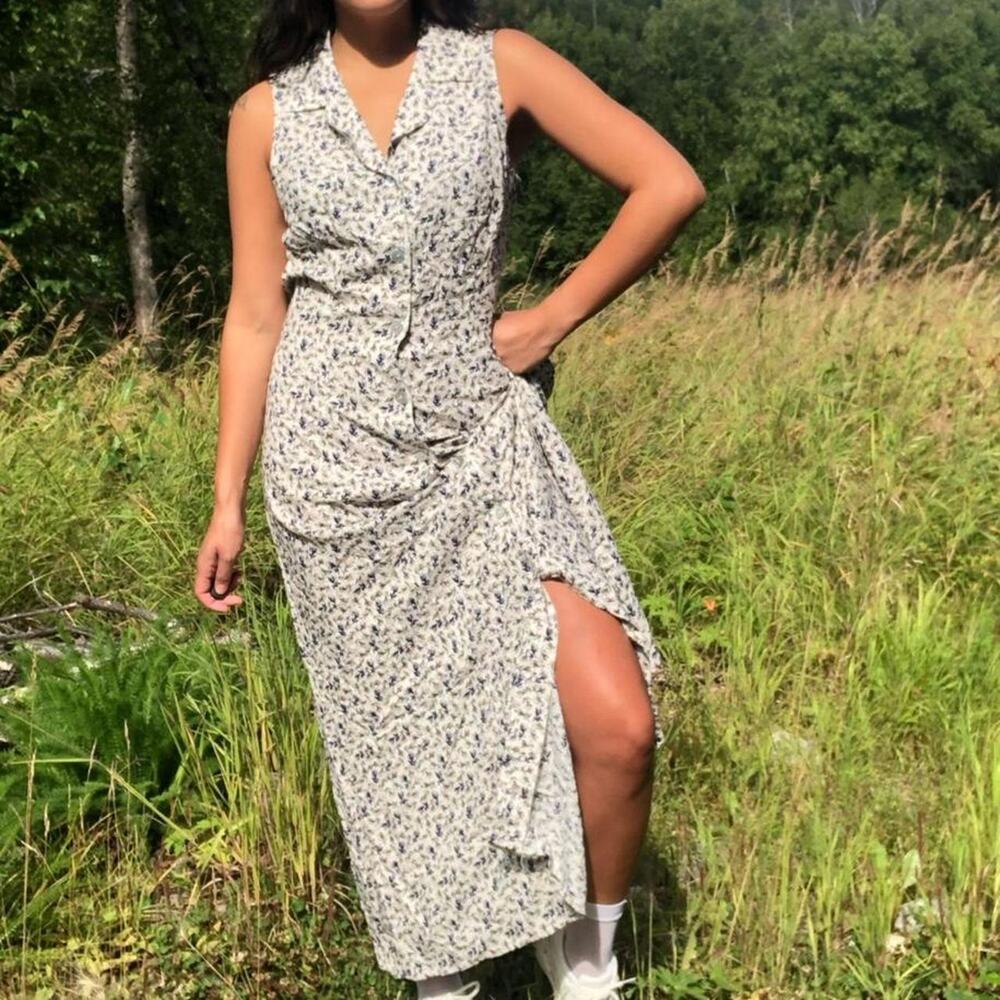 90s button down midi dress